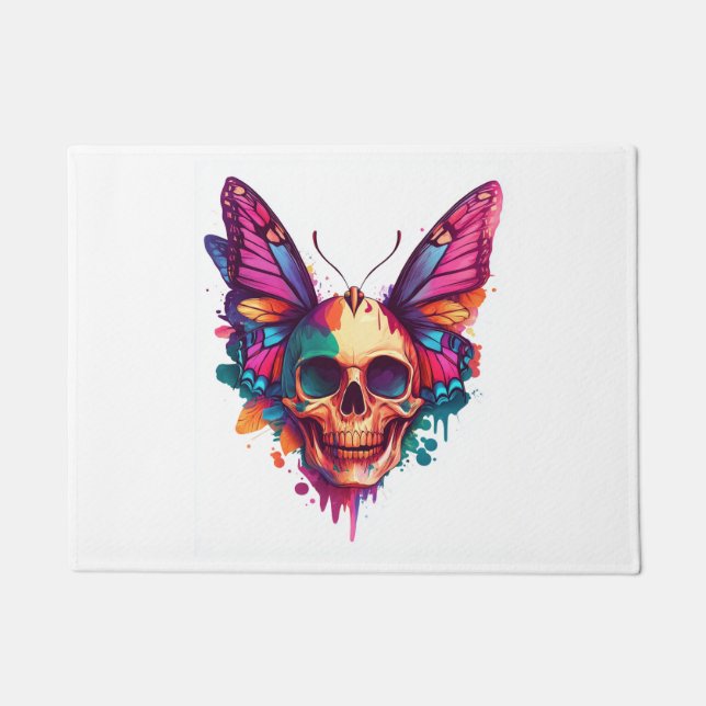 Felpudo Calavera con alas de mariposa (Anverso)
