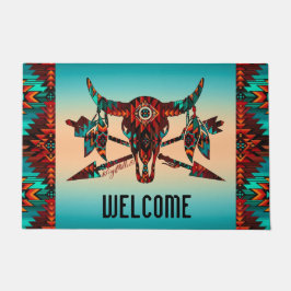 Felpudo Calavera De Búfalo Y Doormat De Flecha