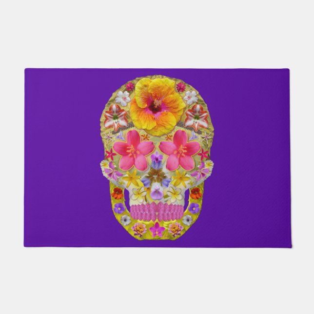 Felpudo Calavera de flores 4 - Tropical (Anverso)