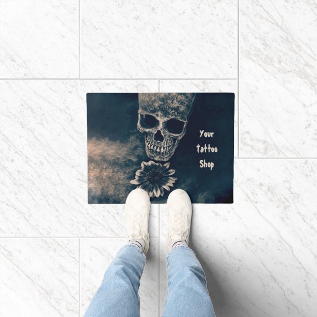 Felpudo Calavera gótica girasol Vintage Antigüedad (Interior)