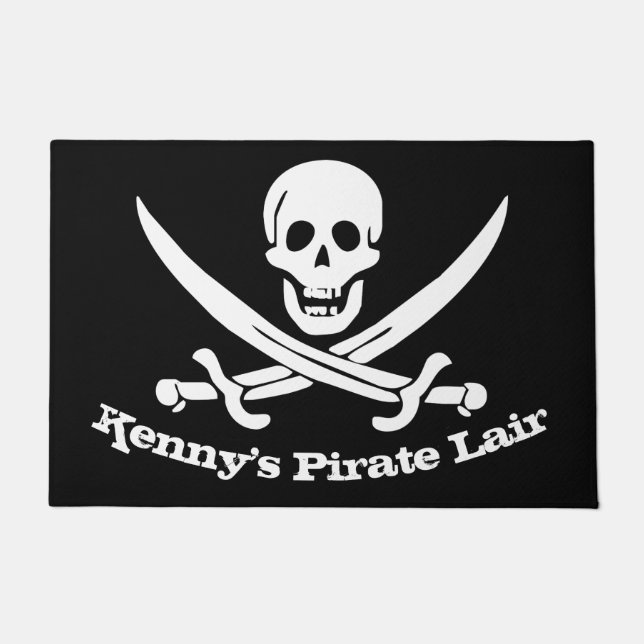 Felpudo Calavera personalizada Pirate Lair y gafas (Anverso)