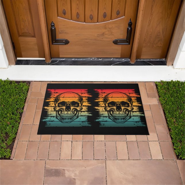 Felpudo Calavera Silueta Retro Vintage  (Exterior)