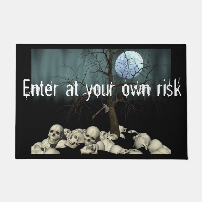 Felpudo Calaveras y Hacha de Halloween (Anverso)