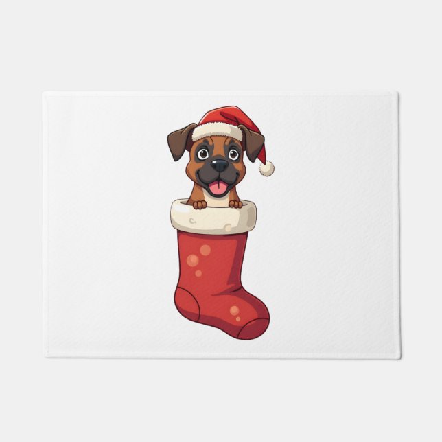 Felpudo Calcetín de Navidad de Boxer (Anverso)