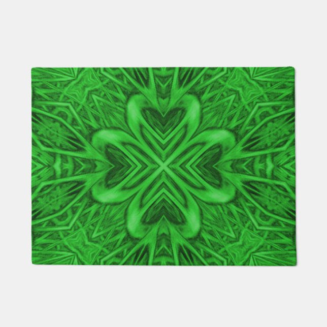 Felpudo Caleidoscopio céltico del fractal del verde del (Anverso)