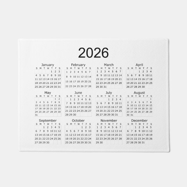 Felpudo Calendario minimalista simple 2026 (Anverso)