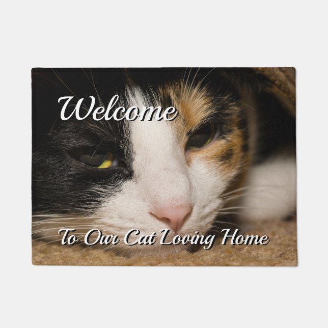 Felpudo Calico Face Welcome Doormat (Anverso)