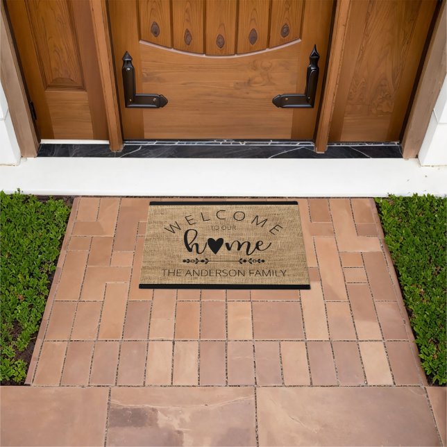Felpudo Cálida Bienvenida a Nuestro Hogar Personalizado (Exterior)