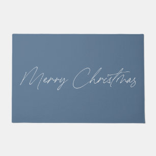 Felpudo Caligrafía minimalista azul moderna Feliz Navidad