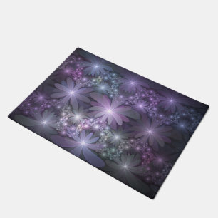 Felpudo Cama de flores arte fractal abstracto brillante de