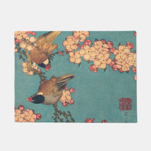 Felpudo Camachuelo de Hokusai y Flor de Cerezo Ave Vintage