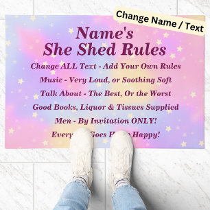 Felpudo Cambiar TODO el texto, Añadir nombre, Shed Rules