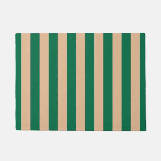 Felpudo Camel beige y raya verde clásico (Anverso)