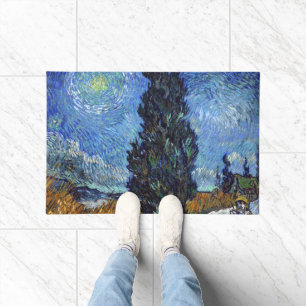 Felpudo Camino con Cipreses Impresionismo de Van Gogh