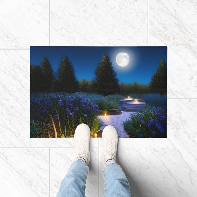 Felpudo Camino del jardín bajo la luna llena (Interior)