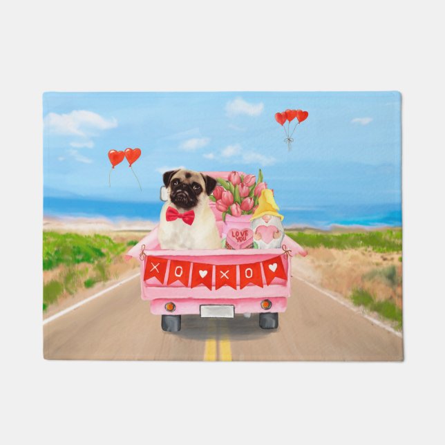 Felpudo Camión de corazones del día de San Valentín para p (Anverso)