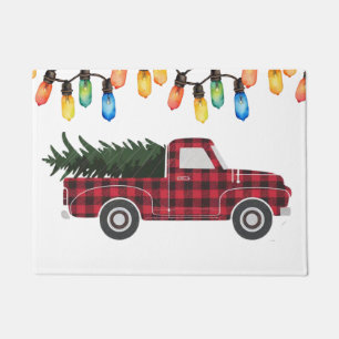 Felpudo Camión elegante de Bombillas navideñas y árbol