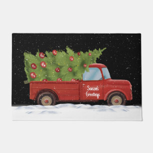 Felpudo Camión rojo con árbol navidades