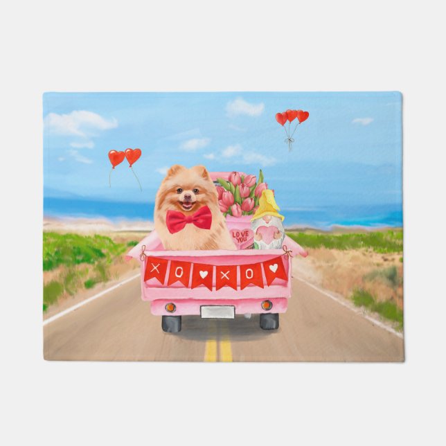 Felpudo Camiones de El día de San Valentín de perro de Pom (Anverso)