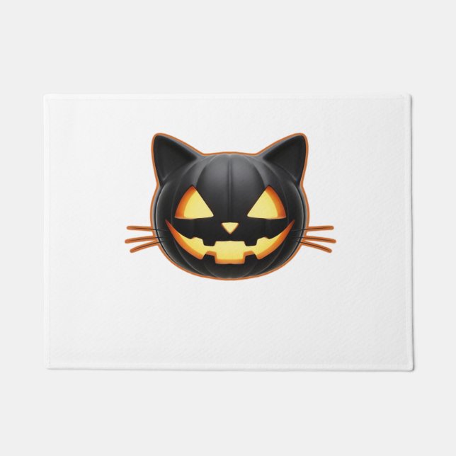 Felpudo Camiseta clásica de Emoji de gato negro o'Lantern (Anverso)