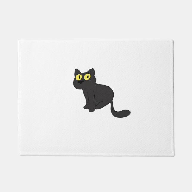 Felpudo Camiseta clásica de gato negro de Halloween (Anverso)