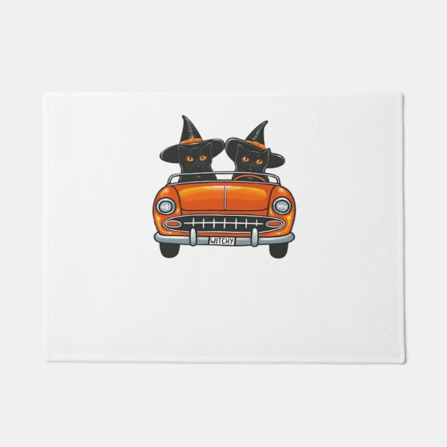 Felpudo Camiseta clásica de Halloween Witchy Cats (Anverso)