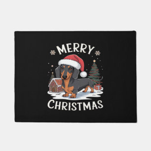 Felpudo Camiseta clásica de Navidad alegre Dachshund