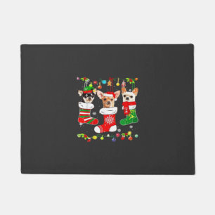 Felpudo Camiseta clásica de perro de Navidad Luces de Navi