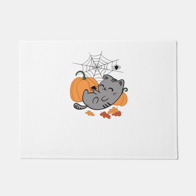 Felpudo Camiseta clásica Halloween Kitty and Spiders (Anverso)