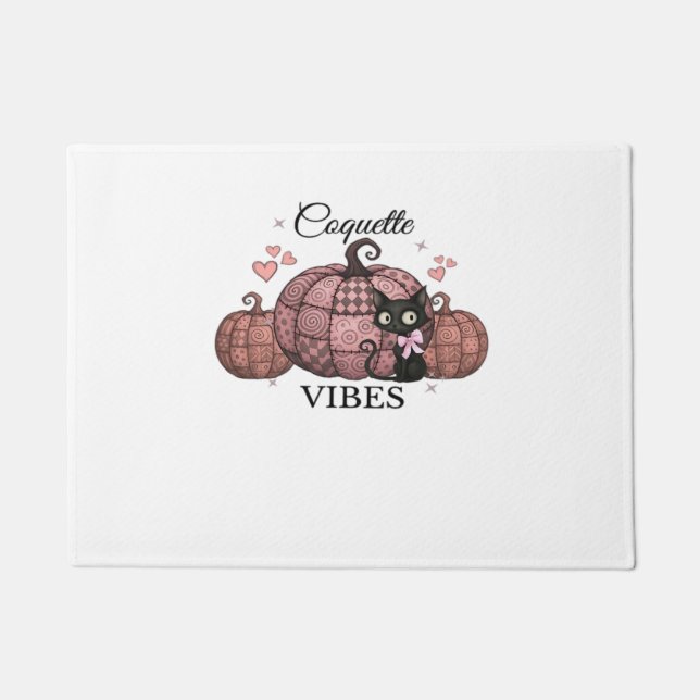 Felpudo Camiseta de calabaza rosa de Coquette Cat sobredim (Anverso)