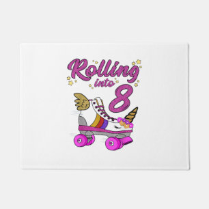 Felpudo Camiseta de cumpleaños número 8 Unicornio Patinado