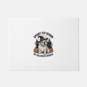 Felpudo Camiseta de Halloween de Bulldog Bruja Lindo Perro