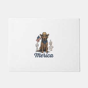 Felpudo Camiseta de la bandera americana del perro vaquero