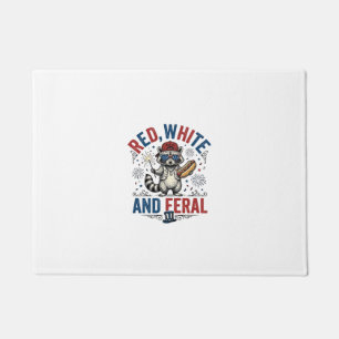 Felpudo Camiseta de mapache patriota feroz roja blanca_1