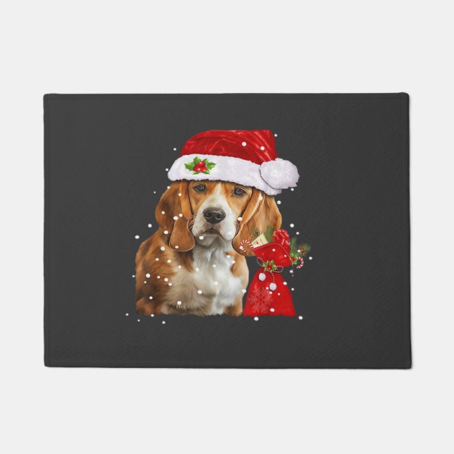 Felpudo Camiseta de Navidad de Perro Beagle Navidad Perro  (Anverso)