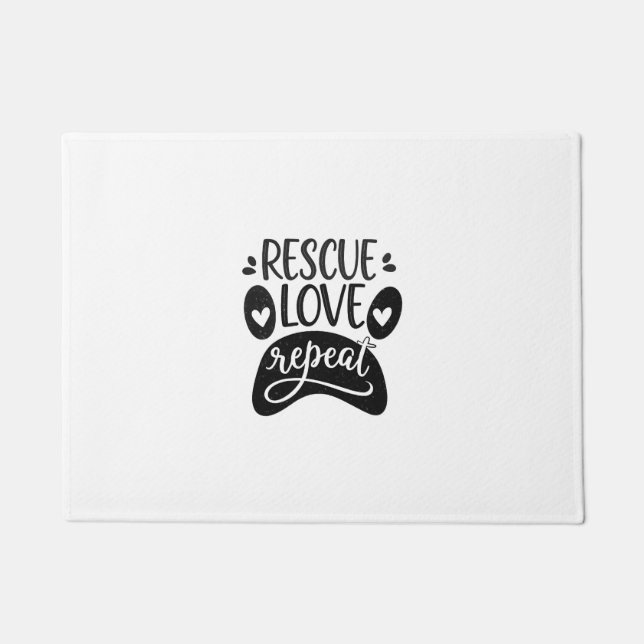 Felpudo Camiseta de pata de perro Rescue Love Repeat (Anverso)