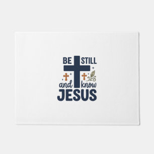 Felpudo Camiseta de tipografía cristiana Quédate quieto y