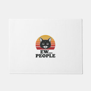 Felpudo Camiseta divertida de gato negro Ew gente puesta d