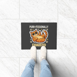 Felpudo Camiseta Divertida de Gato Perezoso Exhausto Profe