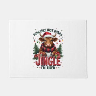 Felpudo Camiseta divertida de Navidad de vaca de las Highl