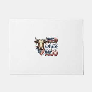 Felpudo Camiseta Patriótica Vaca Roja Blanca Moo 4 de Juli