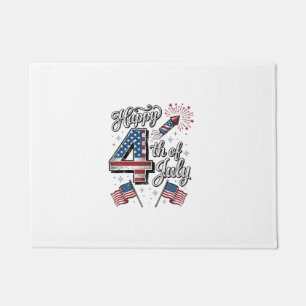 Felpudo Camiseta Patriótica Vintage Feliz 4 de Julio Fuego