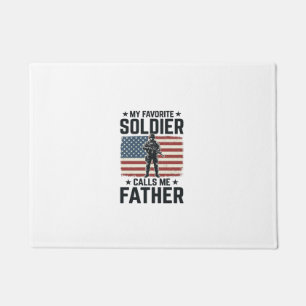 Felpudo Camiseta vector vintage de padre soldado patriótic