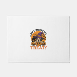Felpudo Camiseta Vintage de Halloween Bulldog Bruja Perro