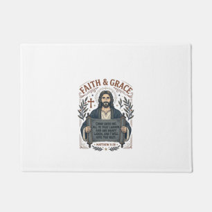 Felpudo Camiseta Vintage de Punto de Cruz de Jesús Gráfica