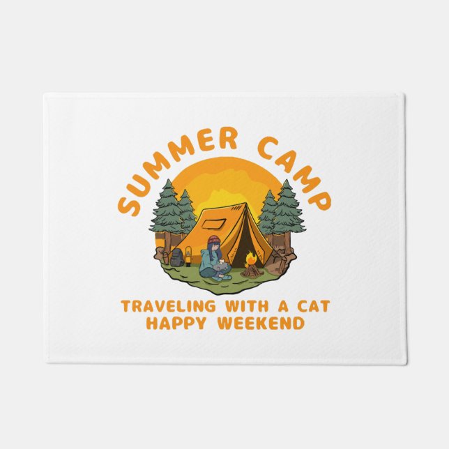 Felpudo Campamento de verano viajando con un gato  (Anverso)