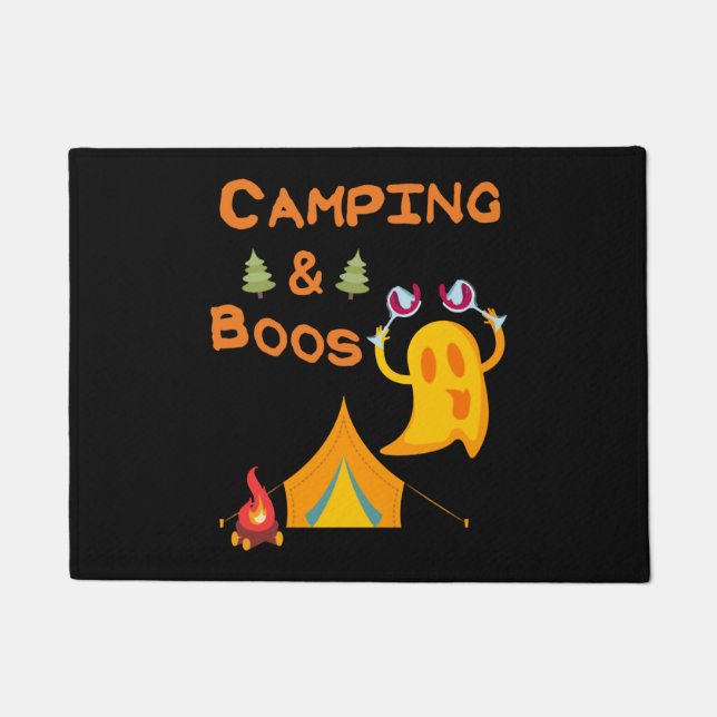 Felpudo Camping & Boos Ghosts Wine Camping Halloween (Anverso)