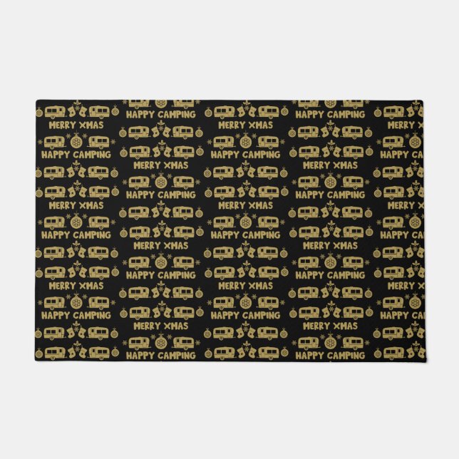 Felpudo Camping de caravanas felices Navidades (Anverso)