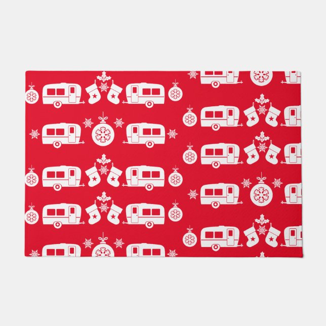 Felpudo Camping de caravanas felices Navidades (Anverso)