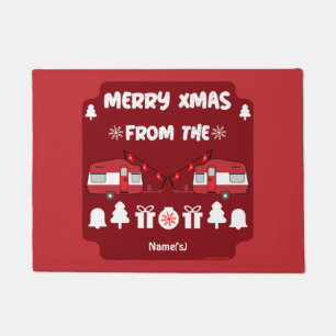 Felpudo Camping de caravanas felices Navidades